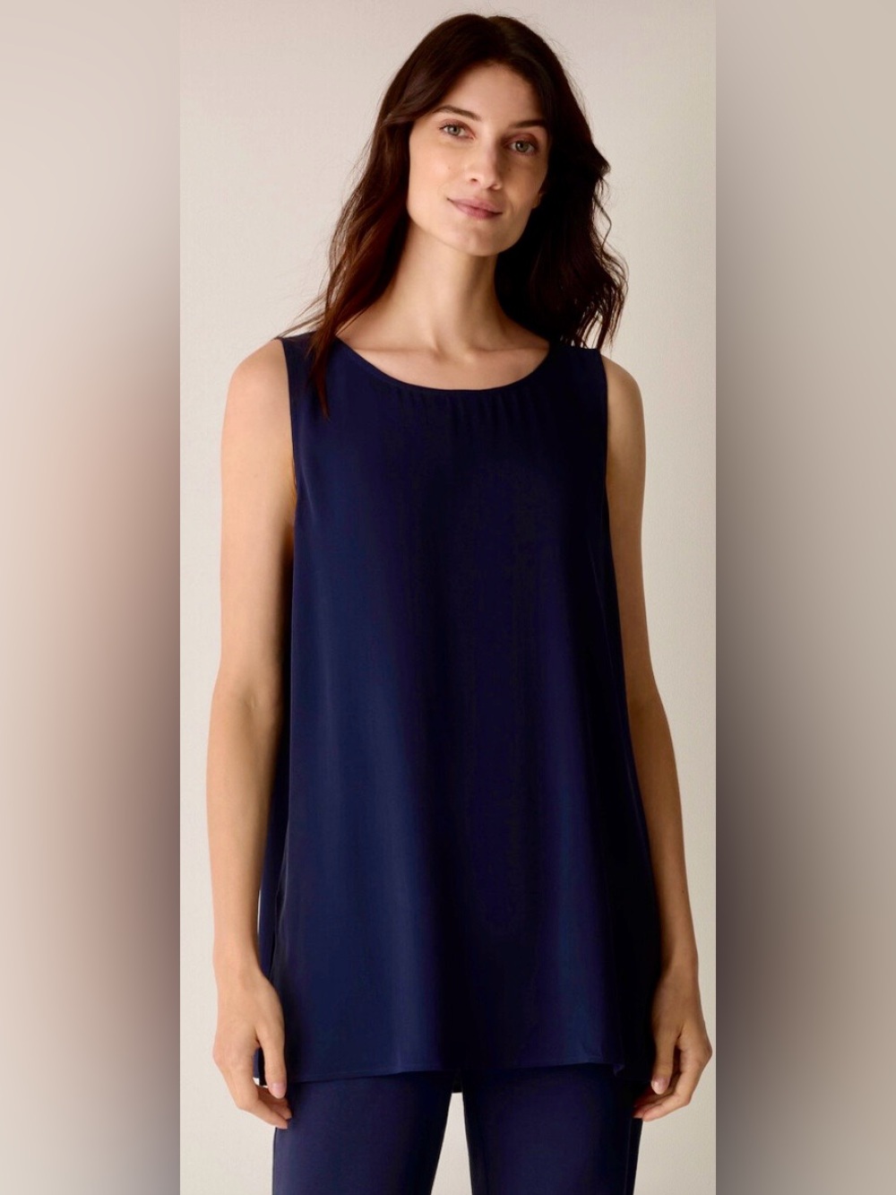 EILEEN FISHER NAVY LONG TUNIC TANK